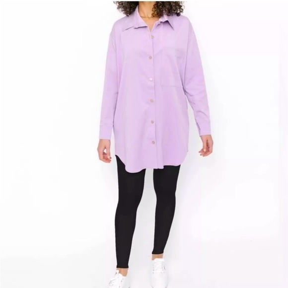 Smash + and Tess Diversion Button Shirt Dress Longsleeve Tencel Purple XS - Picture 3 of 11